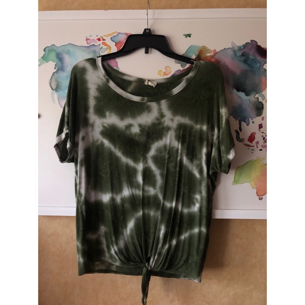 Green and White tie dye crop top